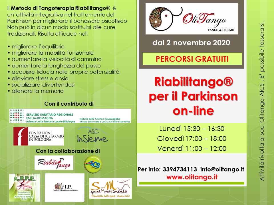 Giorni e orari Riabilitango® on-line per il Parkinson