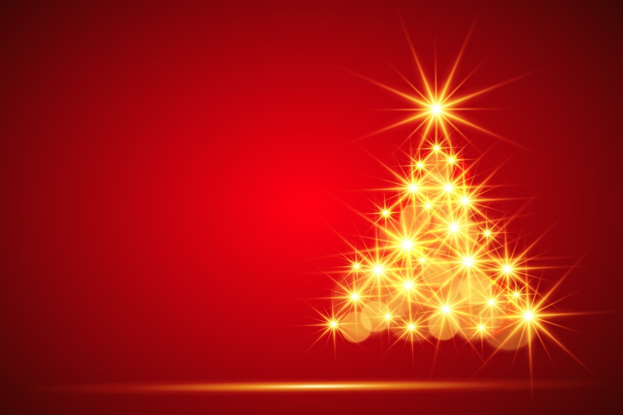 albero di natale illuminato sfondo immagine colore rosso