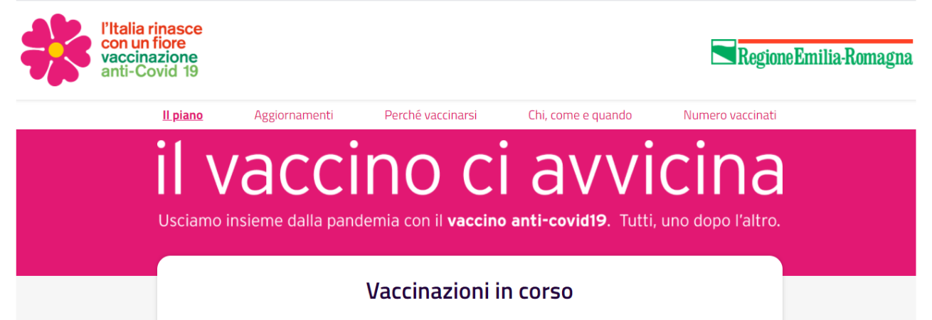 banner sito web vaccino Emilia Romagna